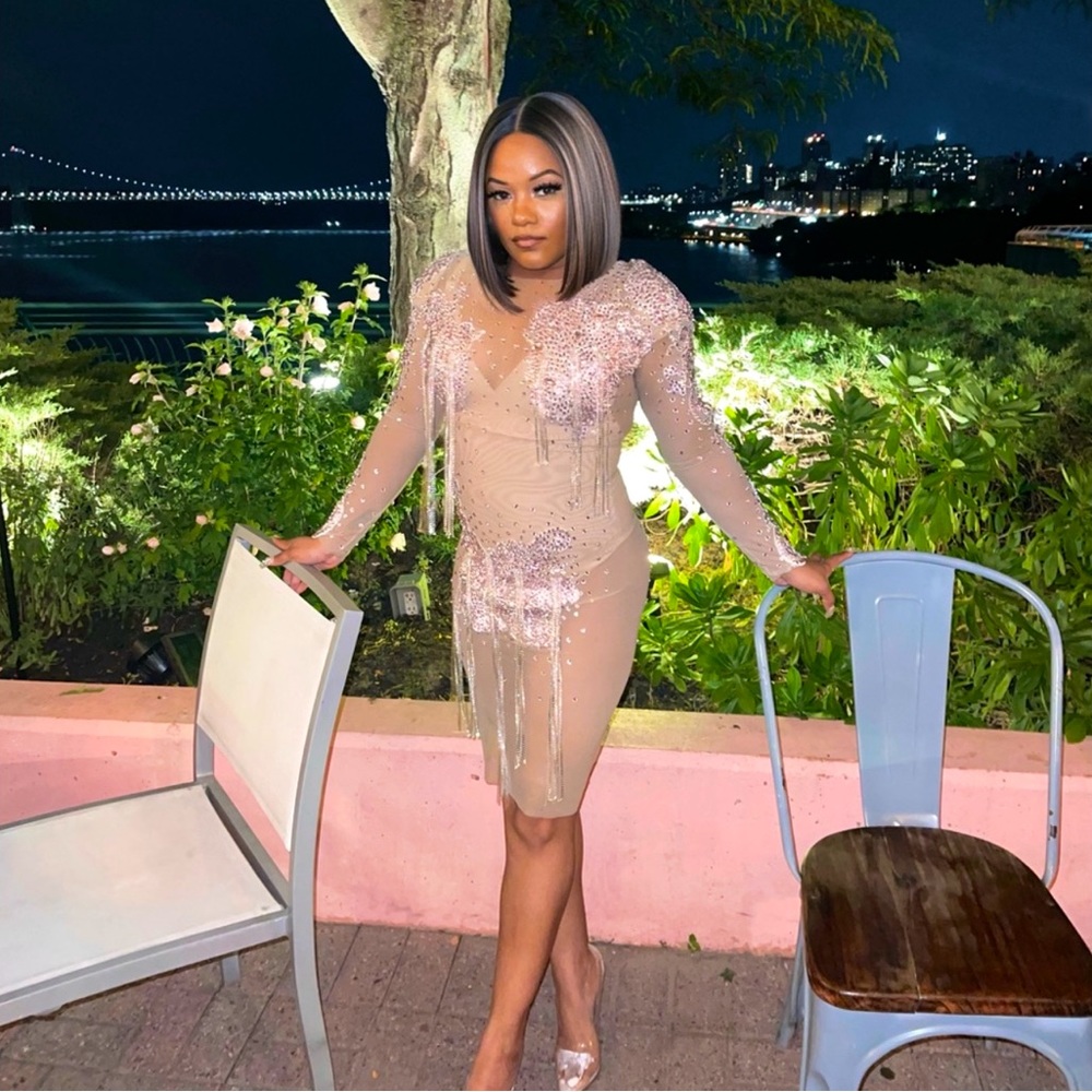 Mesh rhinestone dress